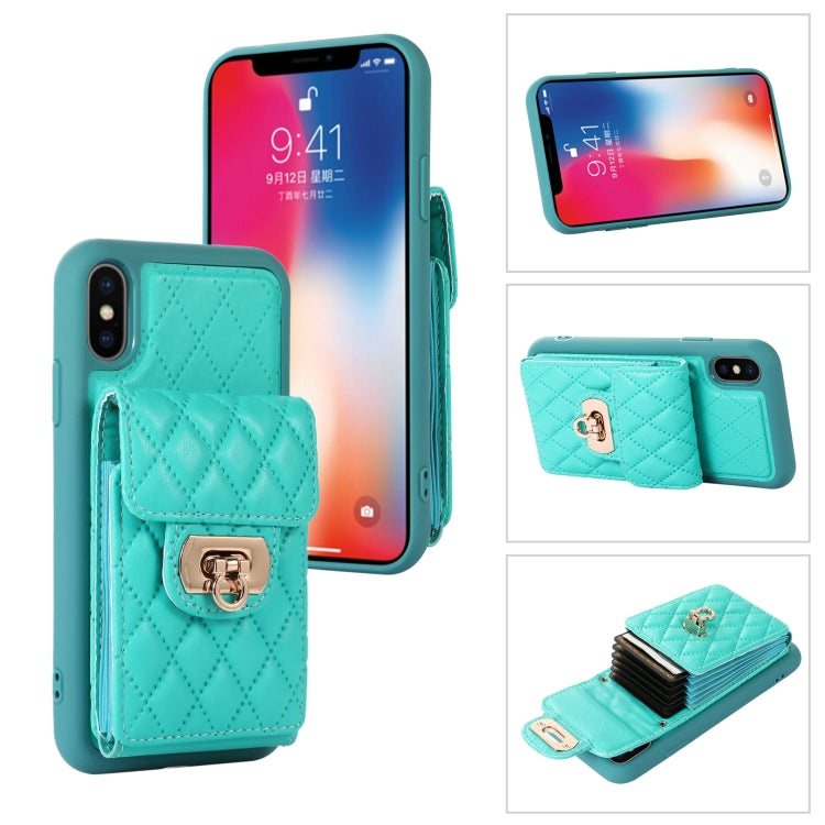Custodia per telefono in pelle con slot per schede con cordino corto, For iPhone XS Max, For iPhone XS / X, For iPhone XR