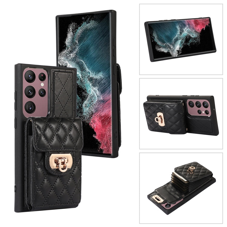 Custodia per telefono in pelle con slot per schede con cordino corto, For Samsung Galaxy S22+ 5G, For Samsung Galaxy S22 Ultra 5G, For Samsung Galaxy S21 5G, For Samsung Galaxy S21+ 5G