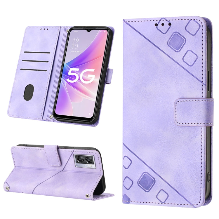 Custodia per telefono in pelle goffrata effetto pelle, For OPPO A57 5G 2022 / Realme V23 / Narzo 50 5G / A77 5G / K10 5G Global / A57 4G / V23i, For OPPO A57E 5G, For OPPO A58 5G, For OPPO A96 4G / A36 / A76 / Realme 9i