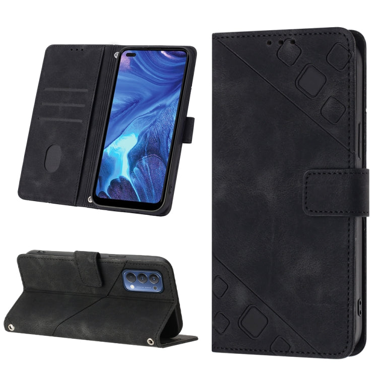 Custodia per telefono in pelle goffrata effetto pelle, For OPPO Reno4, For OPPO Reno5 4G / Reno5 5G, For OPPO Reno6 4G, For OPPO Reno8 T 5G/A1 Pro 5G Global