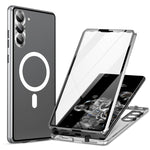 Custodia per telefono in vetro temperato in metallo magnetico con copertura completa HD Magsafe, For Samsung Galaxy S23+ 5G, For Samsung Galaxy S23 5G, For Samsung Galaxy S22+ 5G, For Samsung Galaxy S22 5G, For Samsung Galaxy S21 5G