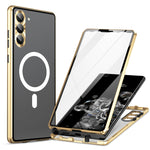Custodia per telefono in vetro temperato in metallo magnetico con copertura completa HD Magsafe, For Samsung Galaxy S23+ 5G, For Samsung Galaxy S23 5G, For Samsung Galaxy S22+ 5G, For Samsung Galaxy S22 5G, For Samsung Galaxy S21 5G