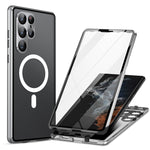 Custodia per telefono in vetro temperato in metallo magnetico con copertura completa HD Magsafe, For Samsung Galaxy S26 Ultra 5G, For Samsung Galaxy S25 Ultra 5G, For Samsung Galaxy S24 Ultra 5G, For Samsung Galaxy S24+ 5G, For Samsung Galaxy S23 Ultra 5G
