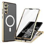 Custodia per telefono in vetro temperato in metallo magnetico con copertura completa HD Magsafe, For Samsung Galaxy S23+ 5G, For Samsung Galaxy S23 5G, For Samsung Galaxy S22+ 5G, For Samsung Galaxy S22 5G, For Samsung Galaxy S21 5G