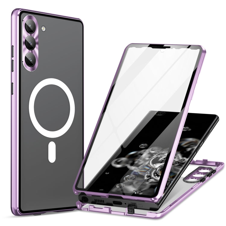 Custodia per telefono in vetro temperato in metallo magnetico con copertura completa HD Magsafe, For Samsung Galaxy S21+ 5G, For Samsung Galaxy S21 Ultra 5G
