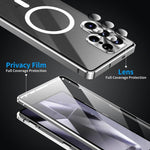 Custodia per telefono in vetro temperato in metallo magnetico con copertura completa HD Magsafe, For Samsung Galaxy S26 Ultra 5G, For Samsung Galaxy S25 Ultra 5G, For Samsung Galaxy S24 Ultra 5G, For Samsung Galaxy S24+ 5G, For Samsung Galaxy S23 Ultra 5G
