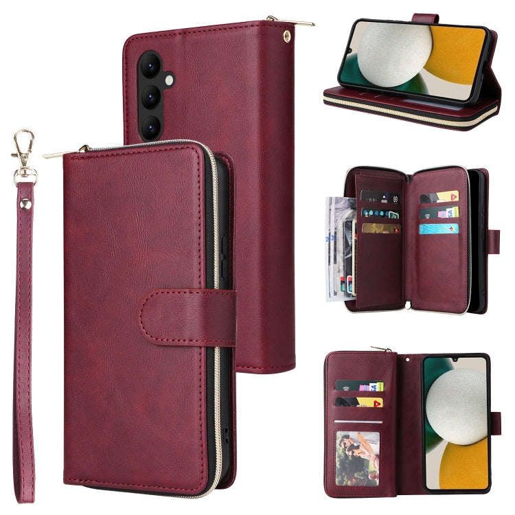 Custodia per telefono in pelle con cerniera a portafoglio con 9 slot per schede, For Samsung Galaxy A34, For Samsung Galaxy A54, For Xiaomi Redmi Note 12 5G Global / Poco X5, For Xiaomi Redmi Note 12 Pro 5G Speed / Note 12 Pro 5G Global / Poco X5 Pro
