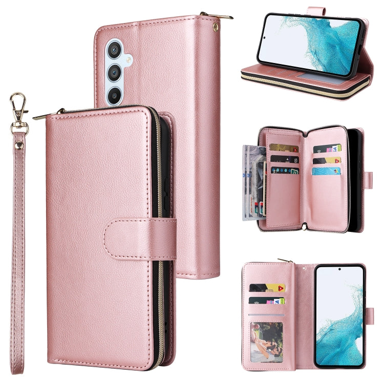 Custodia per telefono in pelle con cerniera a portafoglio con 9 slot per schede, For Samsung Galaxy A34, For Samsung Galaxy A54, For Xiaomi Redmi Note 12 5G Global / Poco X5, For Xiaomi Redmi Note 12 Pro 5G Speed / Note 12 Pro 5G Global / Poco X5 Pro