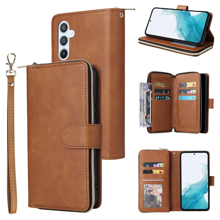 Custodia per telefono in pelle con cerniera a portafoglio con 9 slot per schede, For Samsung Galaxy A34, For Samsung Galaxy A54, For Xiaomi Redmi Note 12 5G Global / Poco X5, For Xiaomi Redmi Note 12 Pro 5G Speed / Note 12 Pro 5G Global / Poco X5 Pro