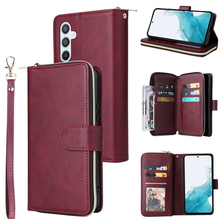 Custodia per telefono in pelle con cerniera a portafoglio con 9 slot per schede, For Samsung Galaxy A34, For Samsung Galaxy A54, For Xiaomi Redmi Note 12 5G Global / Poco X5, For Xiaomi Redmi Note 12 Pro 5G Speed / Note 12 Pro 5G Global / Poco X5 Pro