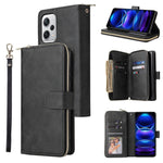Custodia per telefono in pelle con cerniera a portafoglio con 9 slot per schede, For Xiaomi Redmi Note 12 Explorer / Note 12 Pro+ Global