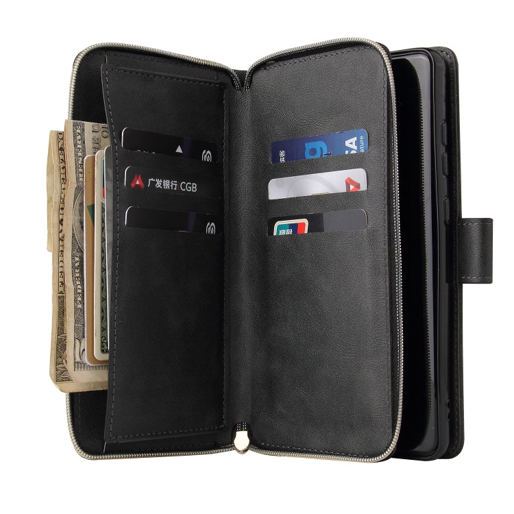 Custodia per telefono in pelle con cerniera a portafoglio con 9 slot per schede, For Xiaomi Redmi Note 12 Explorer / Note 12 Pro+ Global