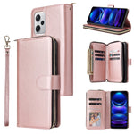 Custodia per telefono in pelle con cerniera a portafoglio con 9 slot per schede, For Xiaomi Redmi Note 12 Explorer / Note 12 Pro+ Global