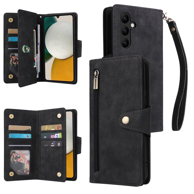 Rivetto Fibbia 9 carte Custodia per telefono in pelle a tre pieghe, For Samsung Galaxy A34, For Samsung Galaxy A54, For Xiaomi Redmi Note 12 5G Global / Poco X5, For Xiaomi Redmi Note 12 Pro 5G Speed / Note 12 Pro 5G Global / Poco X5 Pro