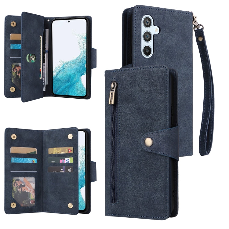 Rivetto Fibbia 9 carte Custodia per telefono in pelle a tre pieghe, For Samsung Galaxy A34, For Samsung Galaxy A54, For Xiaomi Redmi Note 12 5G Global / Poco X5, For Xiaomi Redmi Note 12 Pro 5G Speed / Note 12 Pro 5G Global / Poco X5 Pro