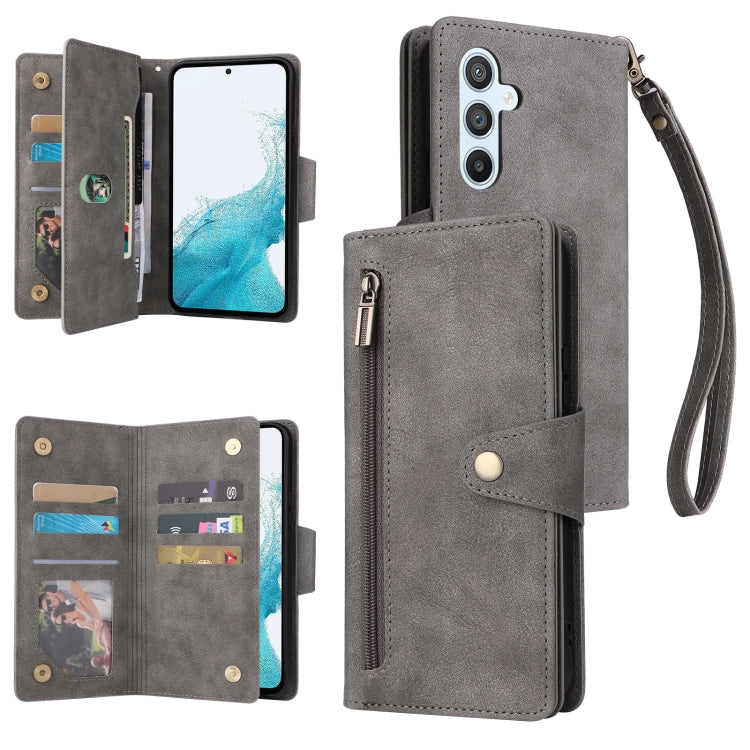 Rivetto Fibbia 9 carte Custodia per telefono in pelle a tre pieghe, For Samsung Galaxy A34, For Samsung Galaxy A54, For Xiaomi Redmi Note 12 5G Global / Poco X5, For Xiaomi Redmi Note 12 Pro 5G Speed / Note 12 Pro 5G Global / Poco X5 Pro