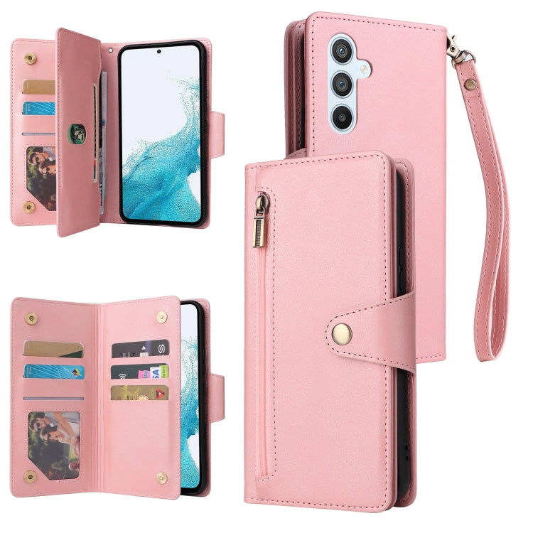 Rivetto Fibbia 9 carte Custodia per telefono in pelle a tre pieghe, For Samsung Galaxy A34, For Samsung Galaxy A54, For Xiaomi Redmi Note 12 5G Global / Poco X5, For Xiaomi Redmi Note 12 Pro 5G Speed / Note 12 Pro 5G Global / Poco X5 Pro