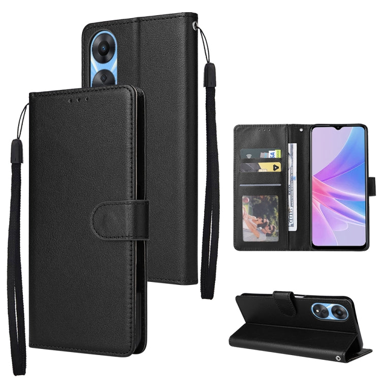 Custodia per telefono in pelle multifunzionale con 3 slot per schede, For OPPO A58 / A78