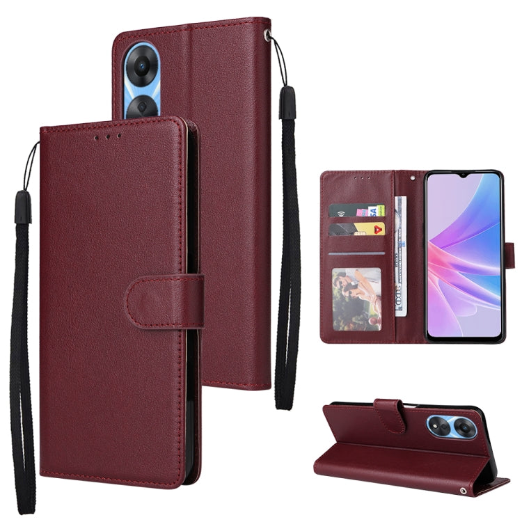 Custodia per telefono in pelle multifunzionale con 3 slot per schede, For OPPO A58 / A78