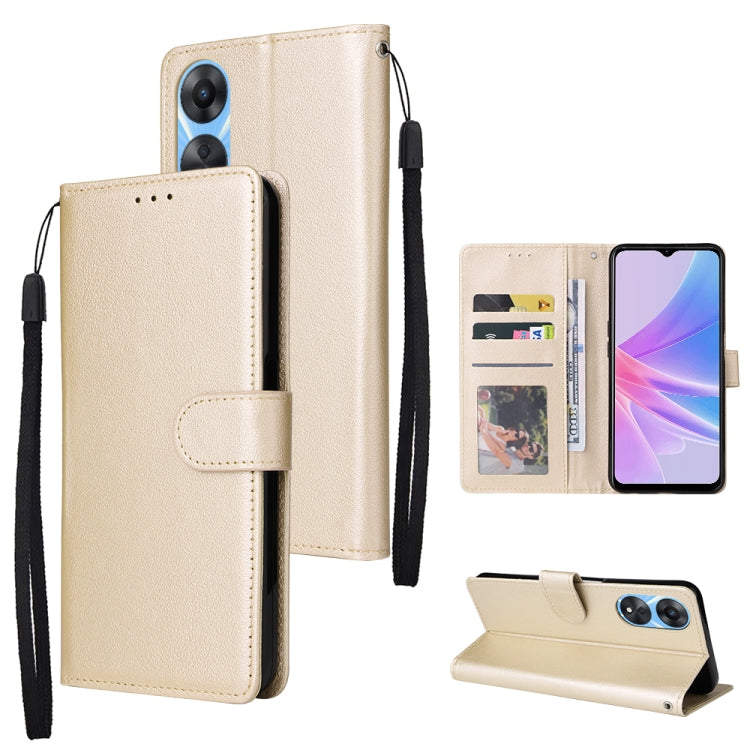Custodia per telefono in pelle multifunzionale con 3 slot per schede, For OPPO A58 / A78