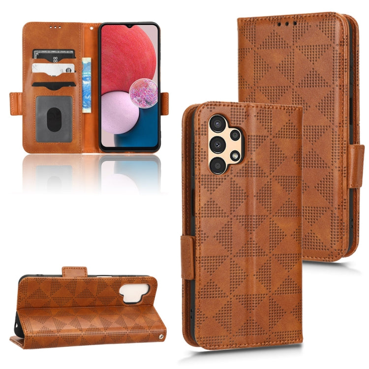 Custodia per telefono in pelle a triangolo simmetrico, For Samsung Galaxy A12 / M12, For Samsung Galaxy A13 4G, For Samsung Galaxy A13 5G, For Samsung Galaxy A14 4G