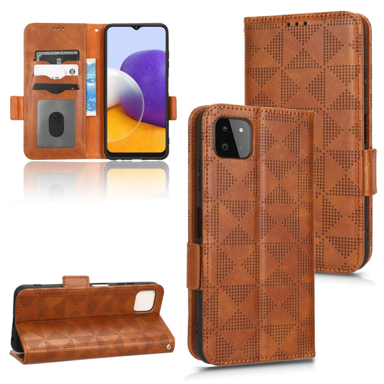 Custodia per telefono in pelle a triangolo simmetrico, For Samsung Galaxy A14 5G, For Samsung Galaxy A22 4G / M22 4G, For Samsung Galaxy A22 5G, For Samsung Galaxy A22 5G JP Version