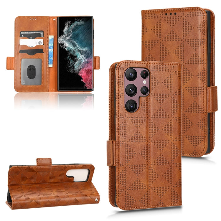 Custodia per telefono in pelle a triangolo simmetrico, For Samsung Galaxy S22 Ultra 5G, For Samsung Galaxy S22 5G, For Samsung Galaxy S22+ 5G, For Samsung Galaxy S23+ 5G