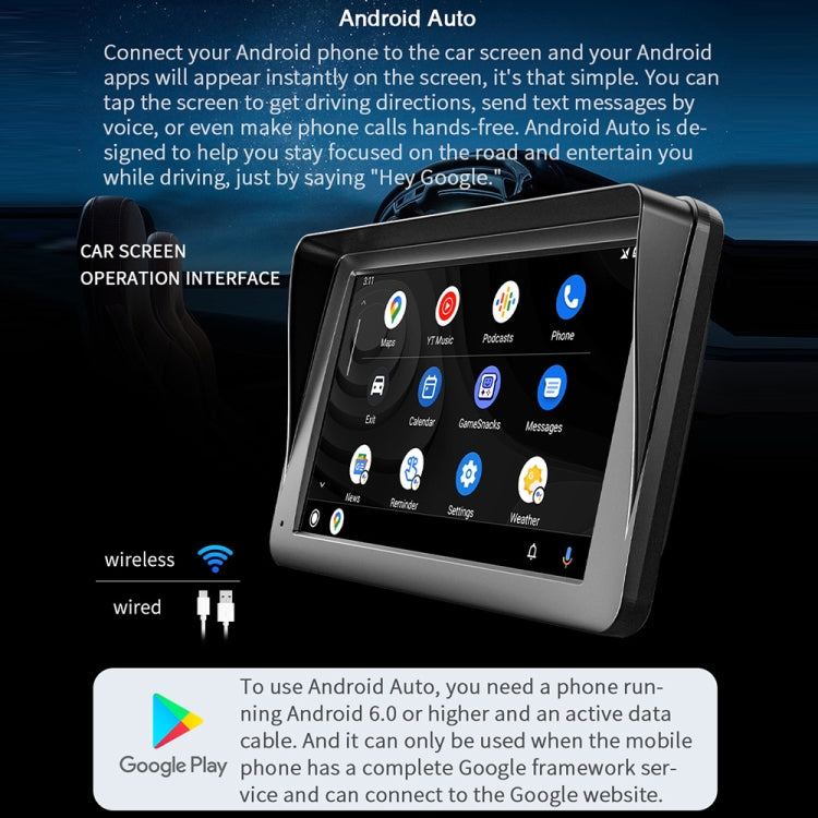 B5300 Lettore MP5 Bluetooth per auto CarPlay wireless da 7 pollici, supporta l'interconnessione del telefono cellulare, B5300
