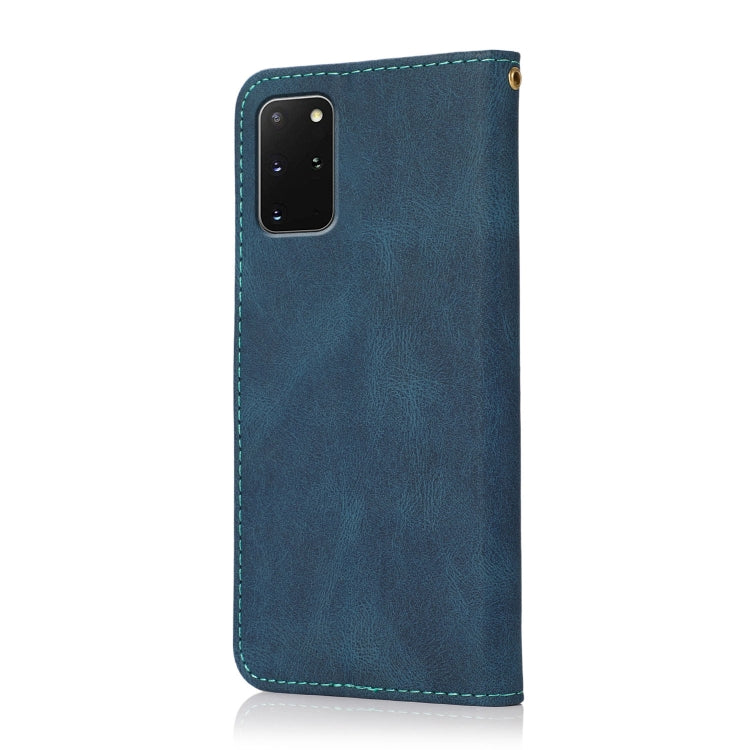 Custodia per telefono in pelle con cuciture a due colori, For Samsung Galaxy S20+