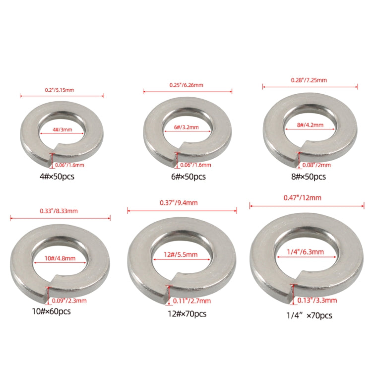 A7652 Kit rondella elastica con bloccaggio diviso in acciaio inossidabile 350 350 in 1 6 dimensioni 304, A7652