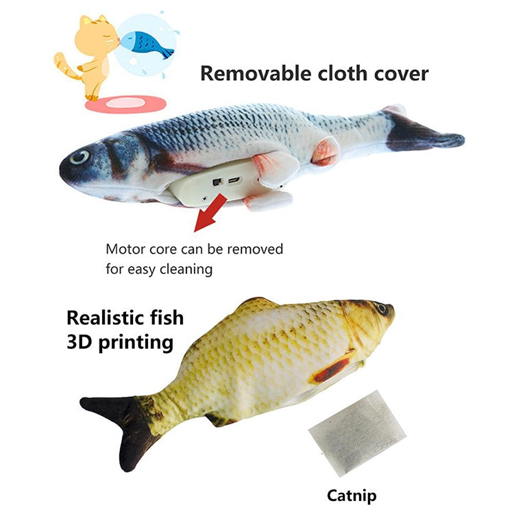 Giocattolo interattivo per gatti elettrici con pesce di simulazione di animali domestici con ricarica USB, dimensioni ： 30cn, Size: 30cm (Black Grass Carp), Size: 30cm (Salmon), Size: 30cm (Yellow Carp), Size: 30cm (Silver Dragon Fish)                 ...
