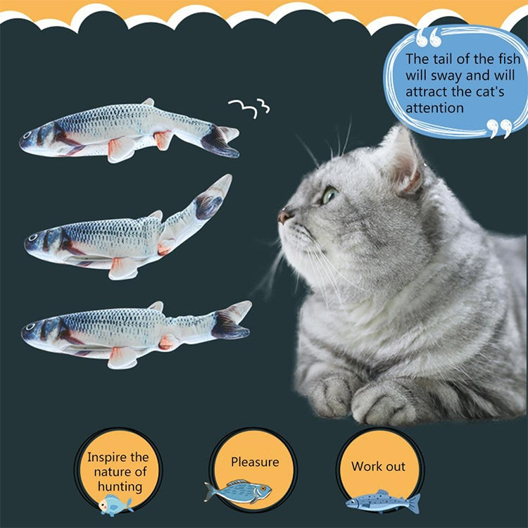 Giocattolo interattivo per gatti elettrici con pesce di simulazione di animali domestici con ricarica USB, dimensioni ： 30cn, Size: 30cm (Black Grass Carp), Size: 30cm (Salmon), Size: 30cm (Yellow Carp), Size: 30cm (Silver Dragon Fish)                 ...