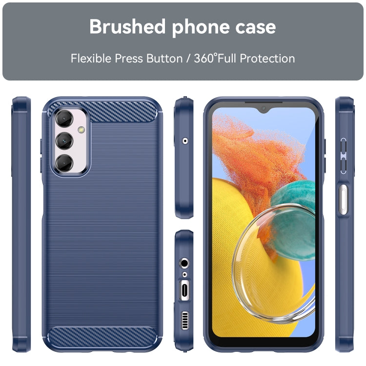 Custodia per telefono TPU in fibra di carbonio con trama spazzolata, For Samsung Galaxy M14 5G