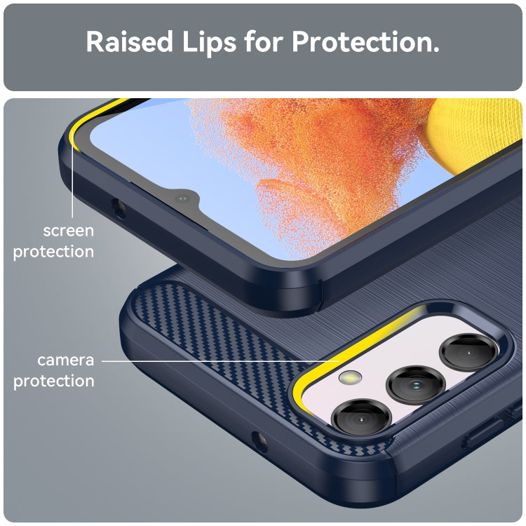 Custodia per telefono TPU in fibra di carbonio con trama spazzolata, For Samsung Galaxy M14 5G