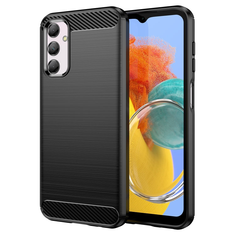 Custodia per telefono TPU in fibra di carbonio con trama spazzolata, For Samsung Galaxy M14 5G