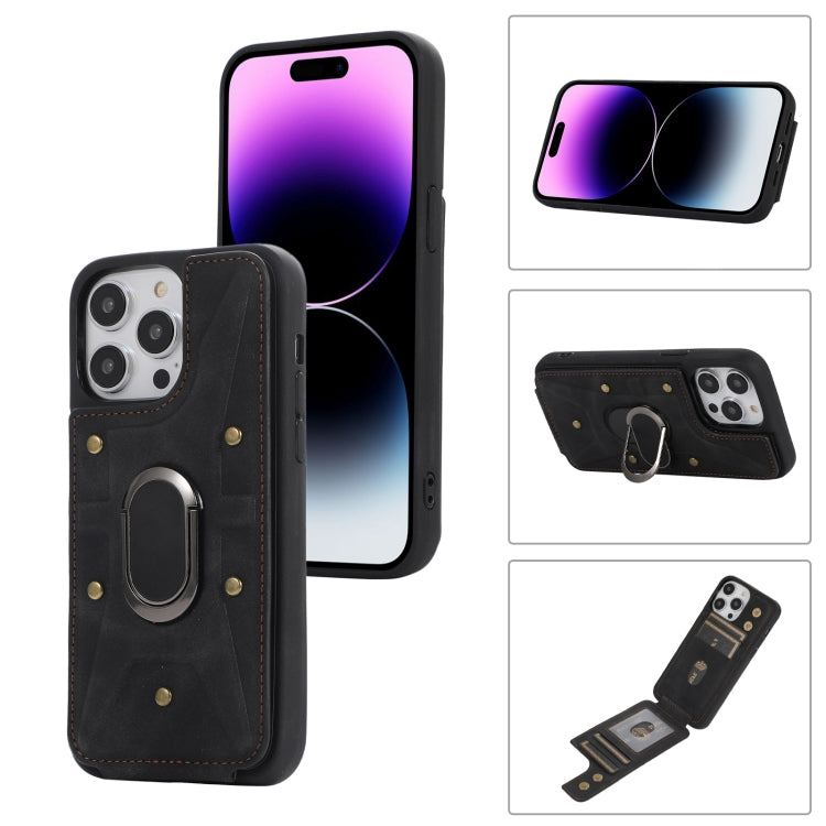 Cassa del telefono della copertura posteriore del raccoglitore dell'anello dell'armatura, For iPhone 14 Pro, For iPhone 14 Plus, For iPhone 14 Pro Max, For iPhone 13