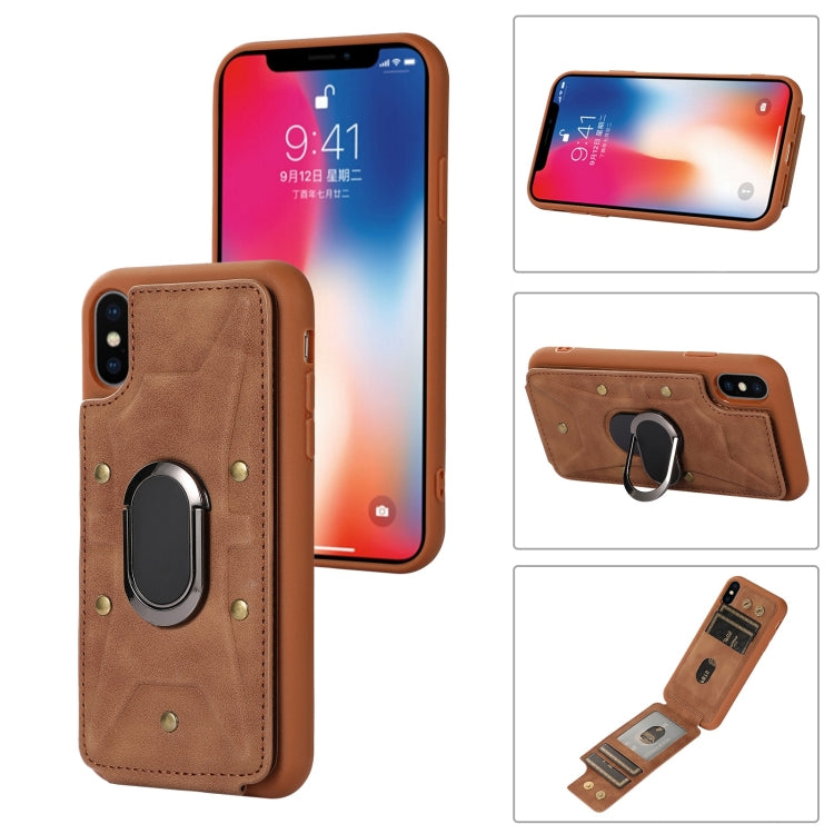 Cassa del telefono della copertura posteriore del raccoglitore dell'anello dell'armatura, For iPhone XR, For iPhone XS Max, For iPhone SE 2022 / 2020 / 8 / 7, For iPhone 8 Plus / 7 Plus