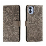 Custodia per telefono in pelle flip goffrata fiore di pizzo, For Samsung Galaxy A04e, For Samsung Galaxy A14 4G, For Samsung Galaxy A24 5G, For Samsung Galaxy A34 5G