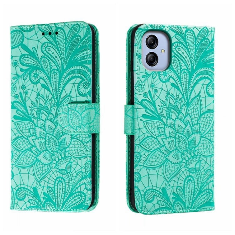 Custodia per telefono in pelle flip goffrata fiore di pizzo, For Samsung Galaxy A04e, For Samsung Galaxy A14 4G, For Samsung Galaxy A24 5G, For Samsung Galaxy A34 5G
