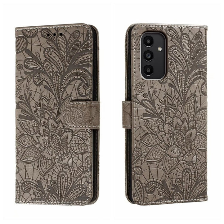 Custodia per telefono in pelle flip goffrata fiore di pizzo, For Samsung Galaxy A04e, For Samsung Galaxy A14 4G, For Samsung Galaxy A24 5G, For Samsung Galaxy A34 5G