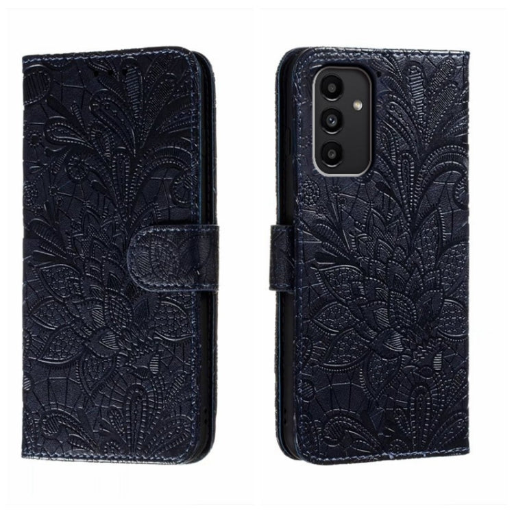 Custodia per telefono in pelle flip goffrata fiore di pizzo, For Samsung Galaxy A04e, For Samsung Galaxy A14 4G, For Samsung Galaxy A24 5G, For Samsung Galaxy A34 5G