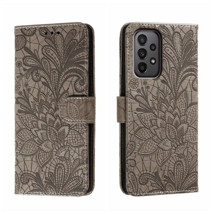 Custodia per telefono in pelle flip goffrata fiore di pizzo, For Samsung Galaxy A04e, For Samsung Galaxy A14 4G, For Samsung Galaxy A24 5G, For Samsung Galaxy A34 5G