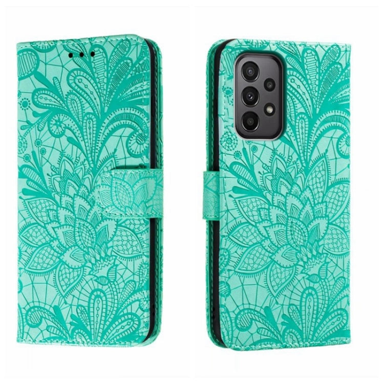 Custodia per telefono in pelle flip goffrata fiore di pizzo, For Samsung Galaxy A04e, For Samsung Galaxy A14 4G, For Samsung Galaxy A24 5G, For Samsung Galaxy A34 5G