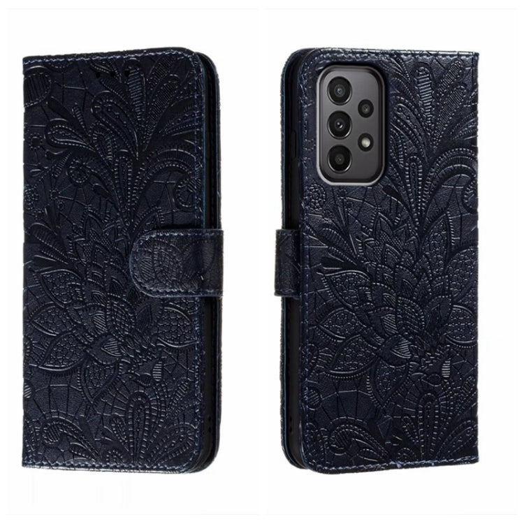 Custodia per telefono in pelle flip goffrata fiore di pizzo, For Samsung Galaxy A04e, For Samsung Galaxy A14 4G, For Samsung Galaxy A24 5G, For Samsung Galaxy A34 5G