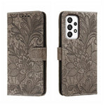 Custodia per telefono in pelle flip goffrata fiore di pizzo, For Samsung Galaxy A04e, For Samsung Galaxy A14 4G, For Samsung Galaxy A24 5G, For Samsung Galaxy A34 5G