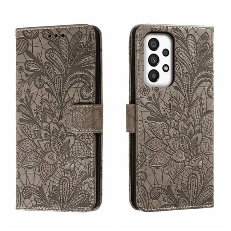 Custodia per telefono in pelle flip goffrata fiore di pizzo, For Samsung Galaxy A04e, For Samsung Galaxy A14 4G, For Samsung Galaxy A24 5G, For Samsung Galaxy A34 5G