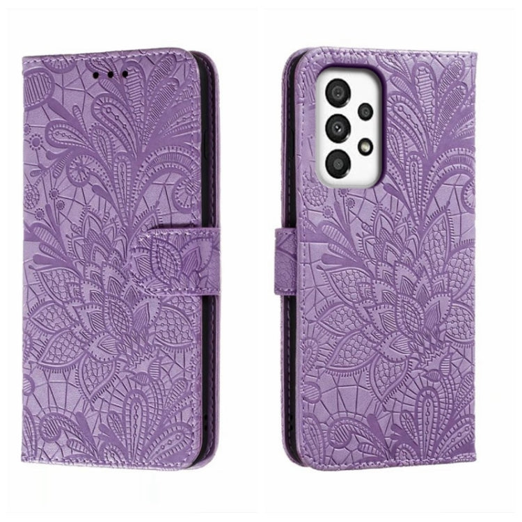 Custodia per telefono in pelle flip goffrata fiore di pizzo, For Samsung Galaxy A04e, For Samsung Galaxy A14 4G, For Samsung Galaxy A24 5G, For Samsung Galaxy A34 5G