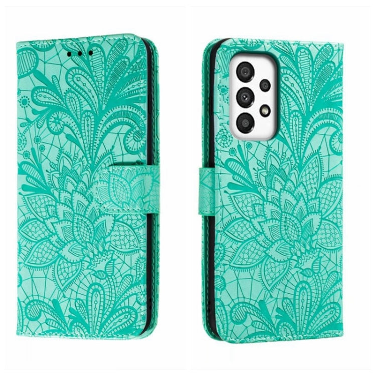 Custodia per telefono in pelle flip goffrata fiore di pizzo, For Samsung Galaxy A04e, For Samsung Galaxy A14 4G, For Samsung Galaxy A24 5G, For Samsung Galaxy A34 5G