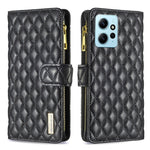Custodia per telefono a conchiglia in pelle con portafoglio con cerniera Diamond Lattice, For Xiaomi Redmi Note 12 4G Global, For Nokia G22, For Samsung Galaxy A24 4G, For Samsung Galaxy M14 5G