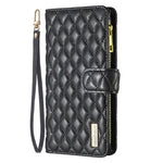 Custodia per telefono a conchiglia in pelle con portafoglio con cerniera Diamond Lattice, For Xiaomi Redmi Note 12 4G Global, For Nokia G22, For Samsung Galaxy A24 4G, For Samsung Galaxy M14 5G